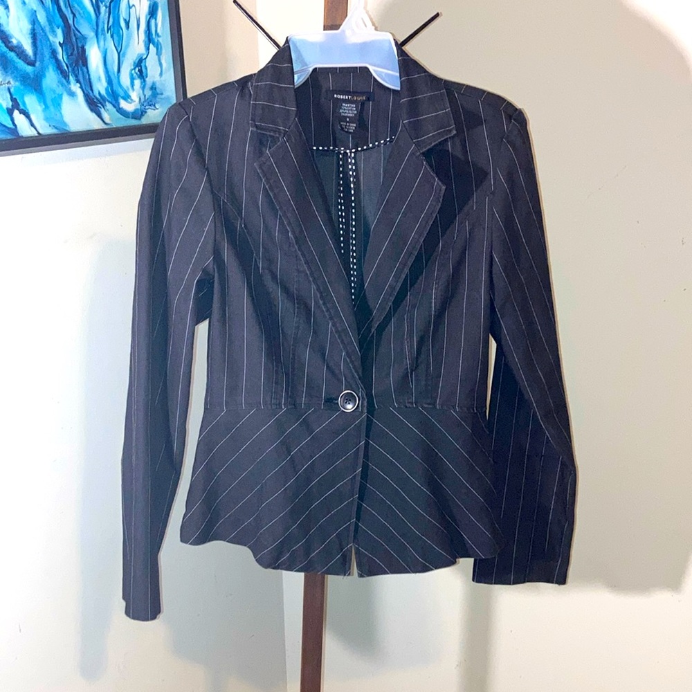 Robert Louis | Woman’s Black/White Pinstriped Blazer/Jacket - Size Small